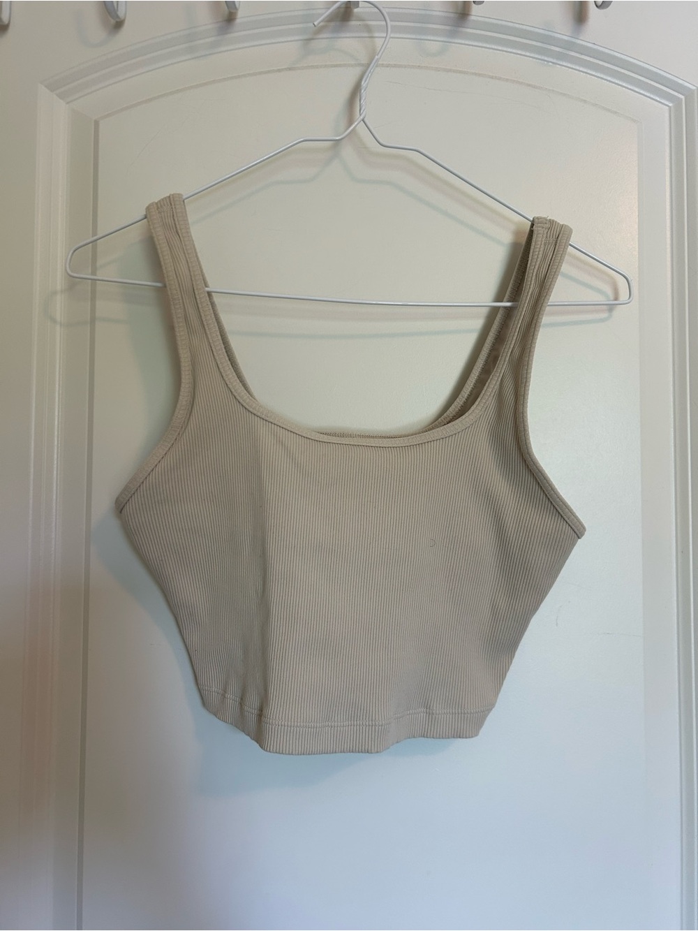 aerie ribbed scoop crop tank - light tan